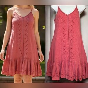 HOUSE OF HARLOW EYELET RUFFLED SUNDRESS EMBROIDERED, A-LINED, BOHO SIZE MEDIUM